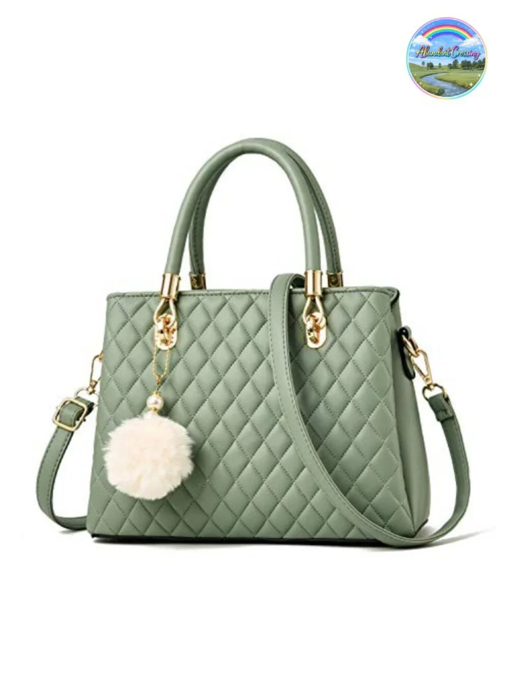 Women's Satchel Handbag Top Handle Shoulder Bag Faux Leather with Pompon